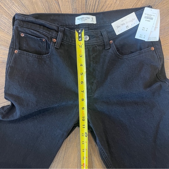 Abercrombie & Fitch 90s Straight Mid Rise Jeans Womens 29/8 SHORT Black NWT - Picture 13 of 16